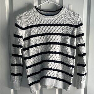 Draper James Navy and White Striped Women's Sweater